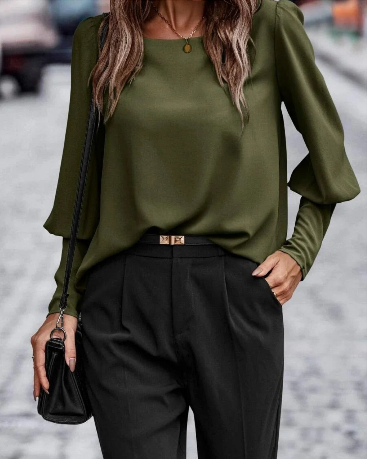 Nina|blusa con cuello en 0 Marrón