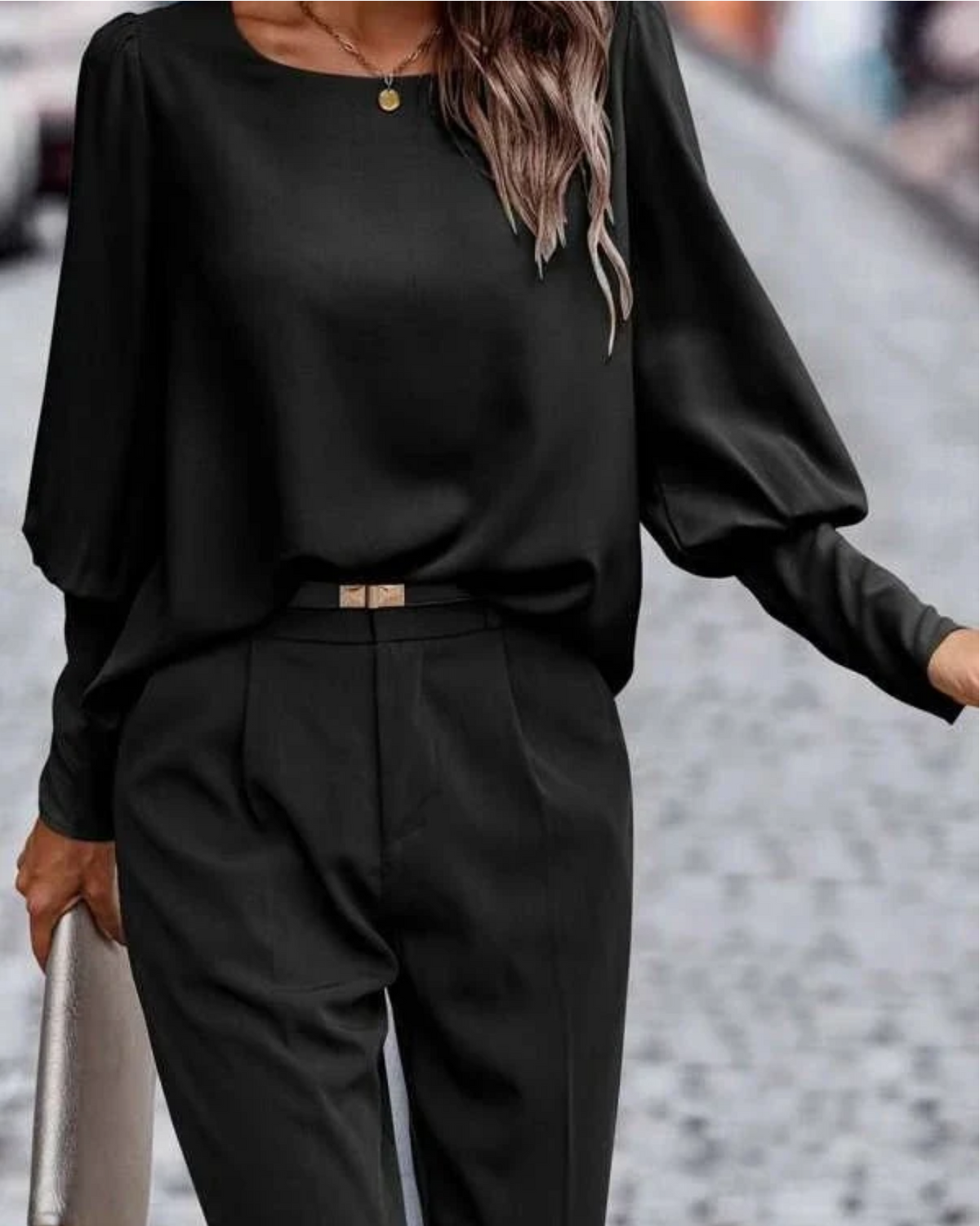 Nina|blusa con cuello en 0 Marrón