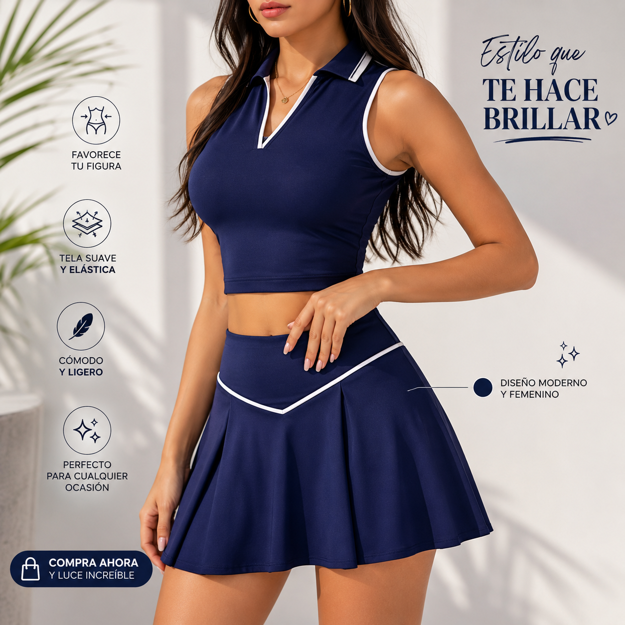 Conjunto Deportivo Elegance Padel – Falda y Crop Top