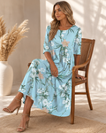 Ross|Vestido Largo Floral Celeste – Elegancia y Comodidad para Cualquier Ocasión