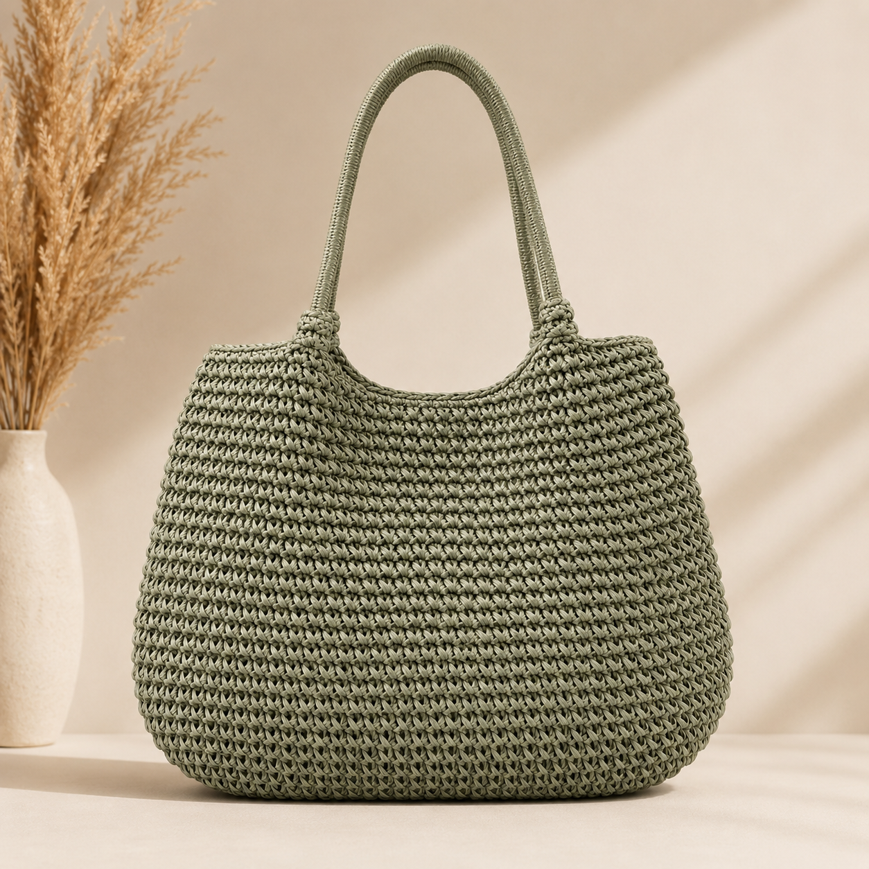 Bolso Tejido Artesanal Elegance Beige | Tote Bag Premium para Mujer