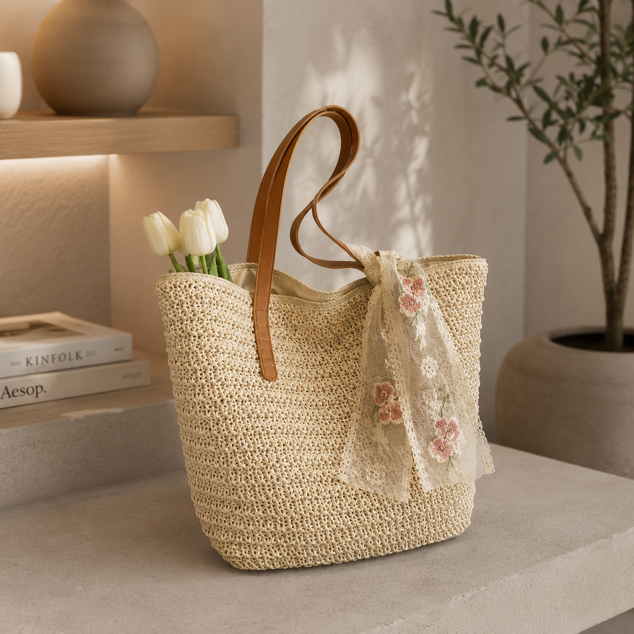 Sandra| Bolso Tote Tejido Elegance Floral