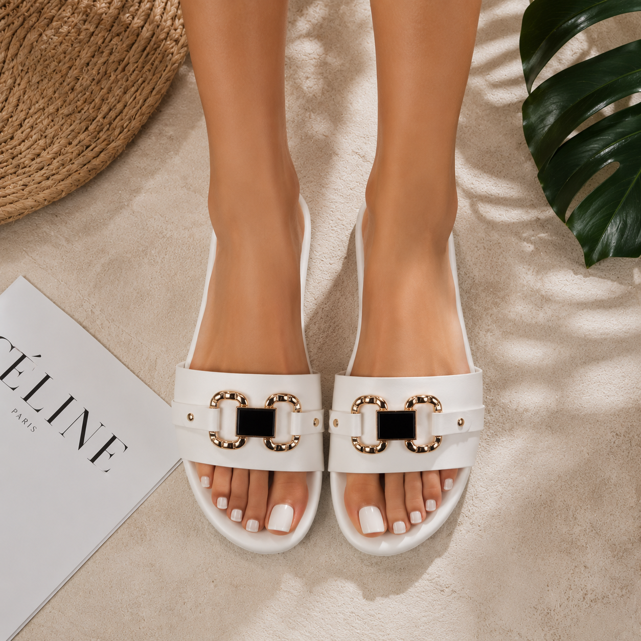 Sara | Sandalias Planas Elegance – Hebilla Dorada | Comodidad y Estilo para Mujer