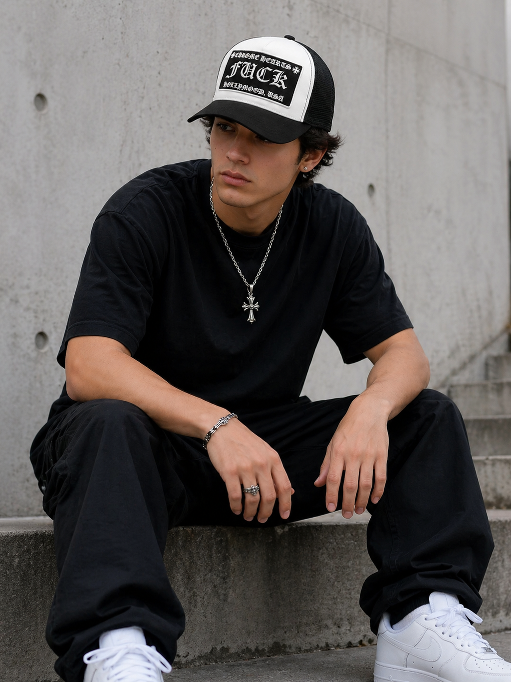 Gorra Trucker Black & White – Diseño Bordado