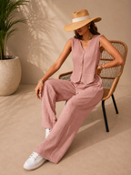 Conjunto Elegante de Dos Piezas para Mujer – Chaleco sin Mangas y Pantalón Palazzo