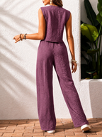 Conjunto Elegante de Dos Piezas para Mujer – Chaleco sin Mangas y Pantalón Palazzo