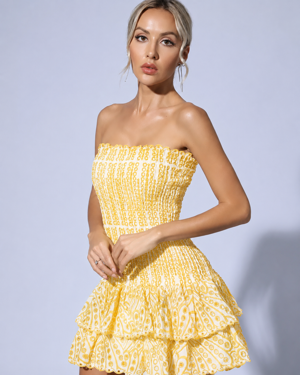 JENNY|vestido con volantes en azul romero Moda.