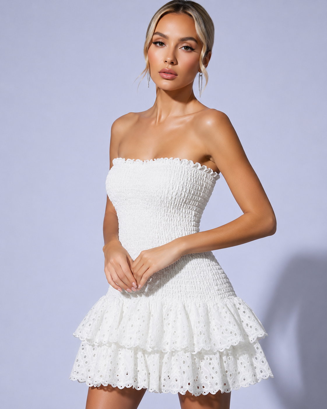JENNY|vestido con volantes en azul romero Moda.