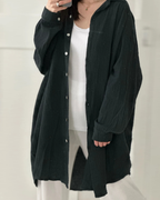 Blusa de muselina, larga, oversize negro