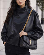 LAURA-Chaqueta de cuero de moda para mujer Otoño Invierno suelta casual PU