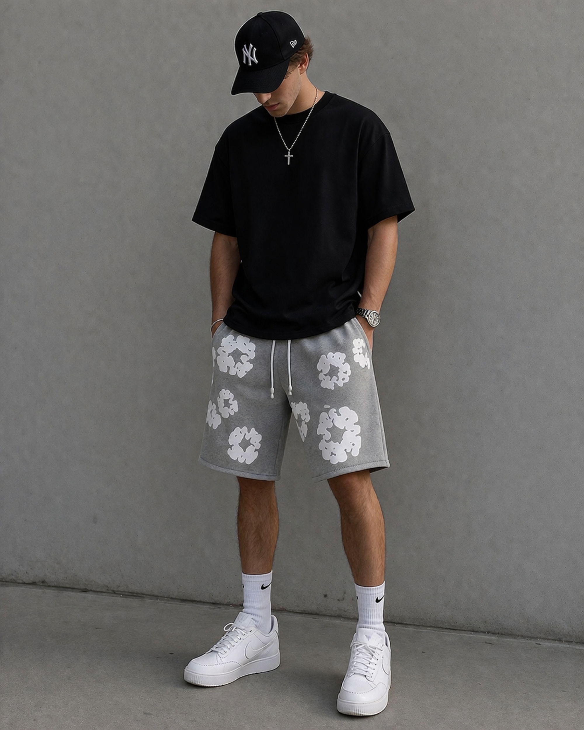 Pantalones cortos con estampado de corona de algodón