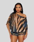 Conjunto De Short Craving You Animal Print Drapeado - Negro/Combinado Descripción