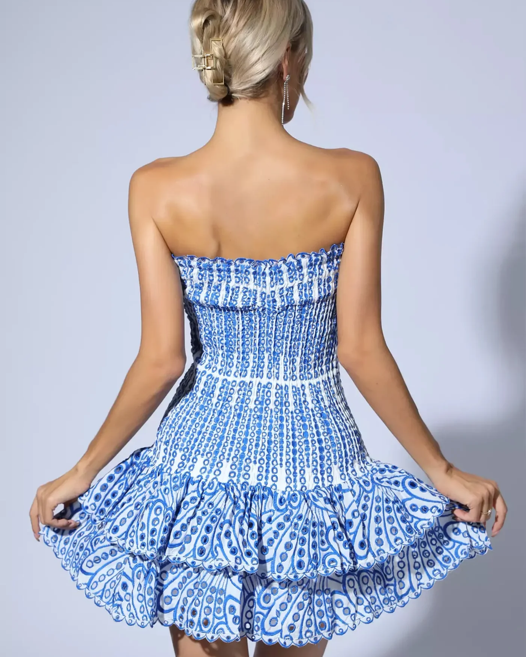 JENNY|vestido con volantes en azul romero Moda.