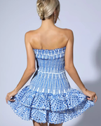 JENNY|vestido con volantes en azul romero Moda.