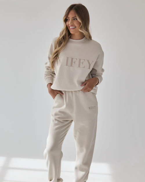 AHINOA|Sudadera con mensaje de esposa - Champán