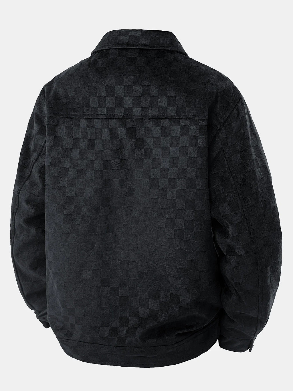 JHON-Chaqueta con bolsillo de ante sintético estampado de tablero de ajedrez