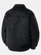 JHON-Chaqueta con bolsillo de ante sintético estampado de tablero de ajedrez