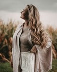 Blusa de muselina, larga oversize , beige