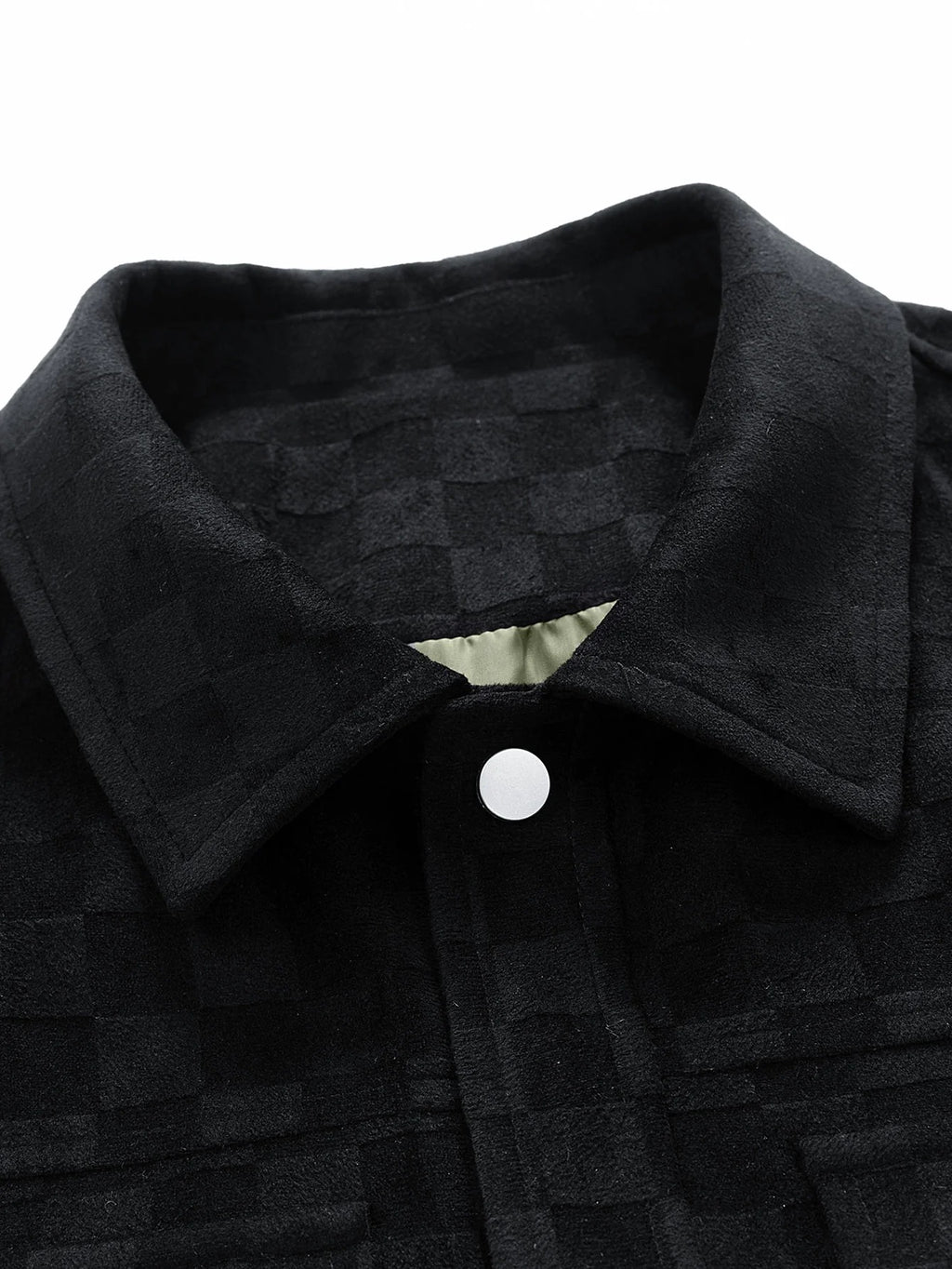 JHON-Chaqueta con bolsillo de ante sintético estampado de tablero de ajedrez