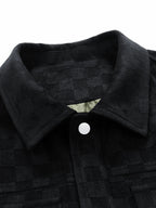 JHON-Chaqueta con bolsillo de ante sintético estampado de tablero de ajedrez