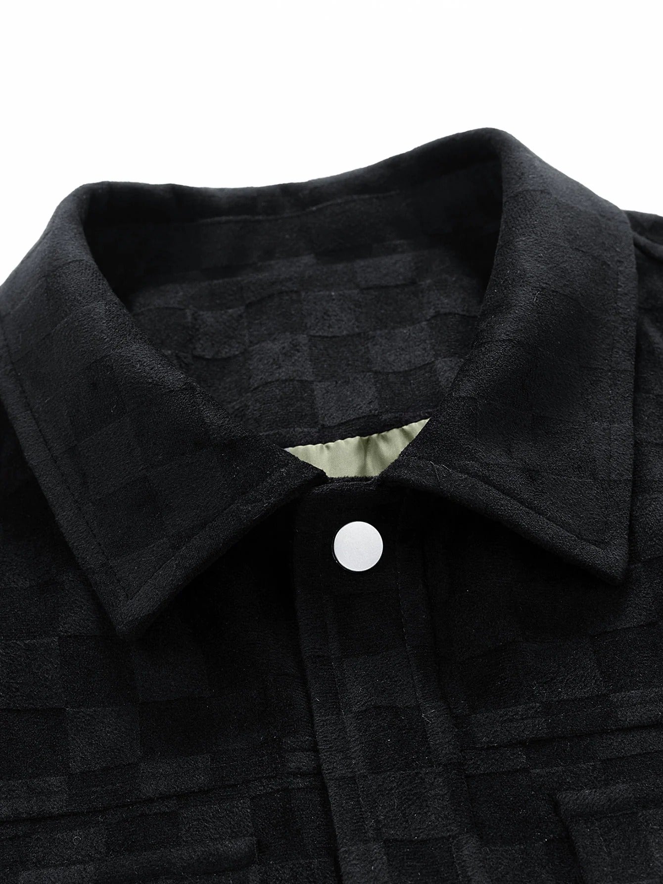 JHON-Chaqueta con bolsillo de ante sintético estampado de tablero de ajedrez