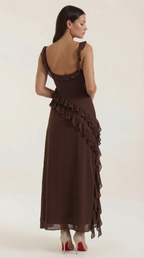 Vestido largo Susan con volantes