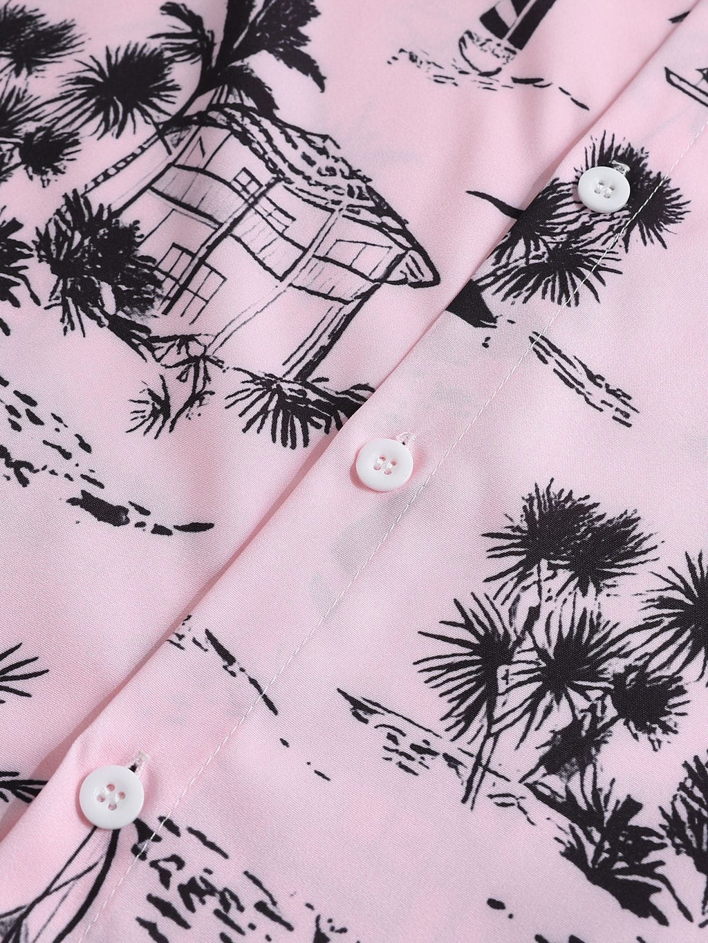 Camisa de botón con estampado de velero de palmera y pantalones cortos de baño