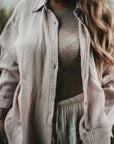 Blusa de muselina, larga oversize , beige