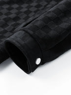 JHON-Chaqueta con bolsillo de ante sintético estampado de tablero de ajedrez