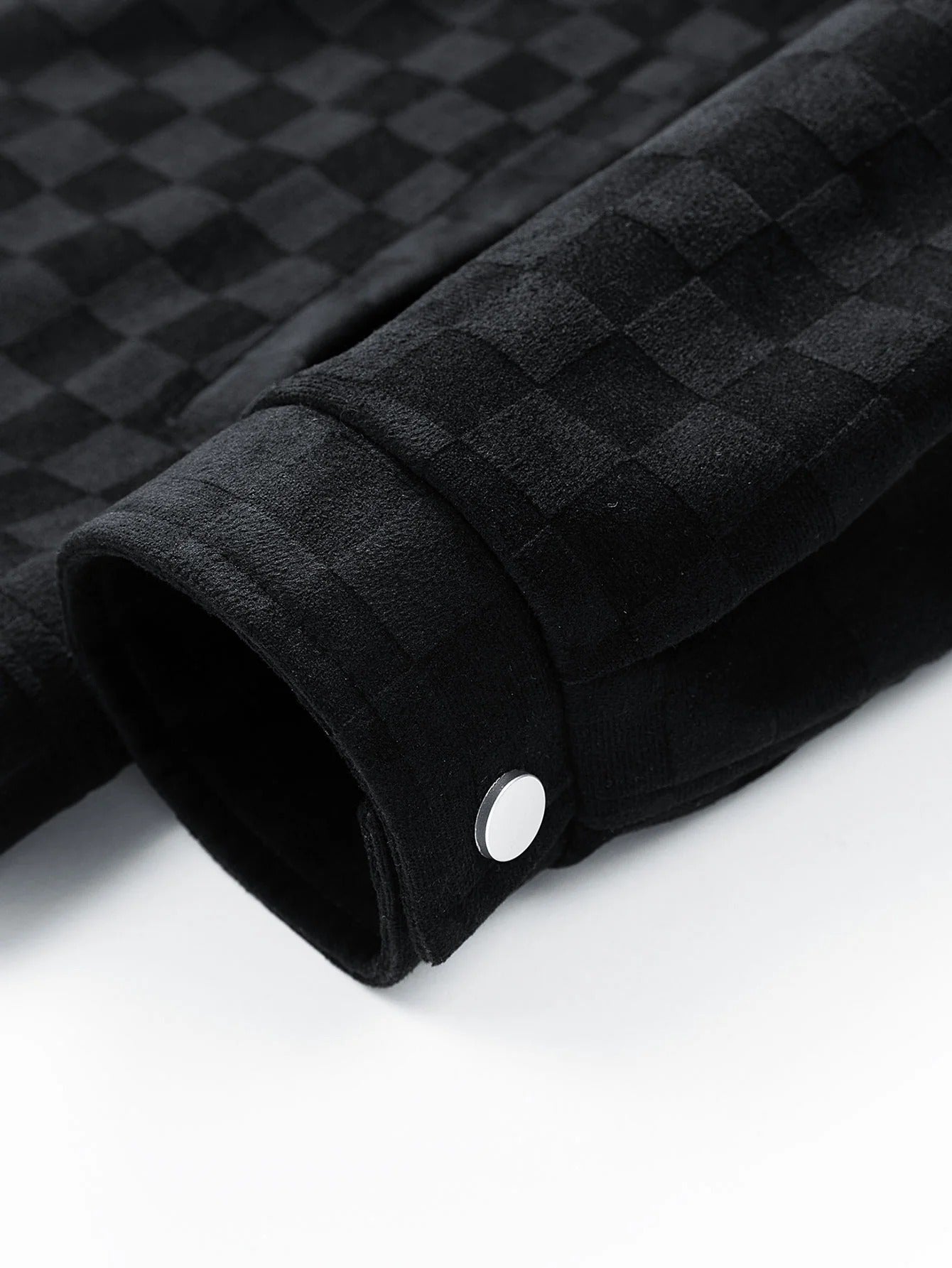 JHON-Chaqueta con bolsillo de ante sintético estampado de tablero de ajedrez