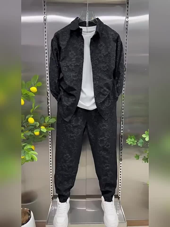 LUCAS-Conjunto para Hombre -  Chaqueta Estampada - Pantalones- Dos Piezas