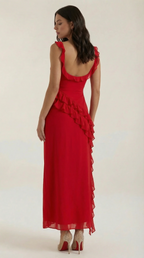 Vestido largo Susan con volantes
