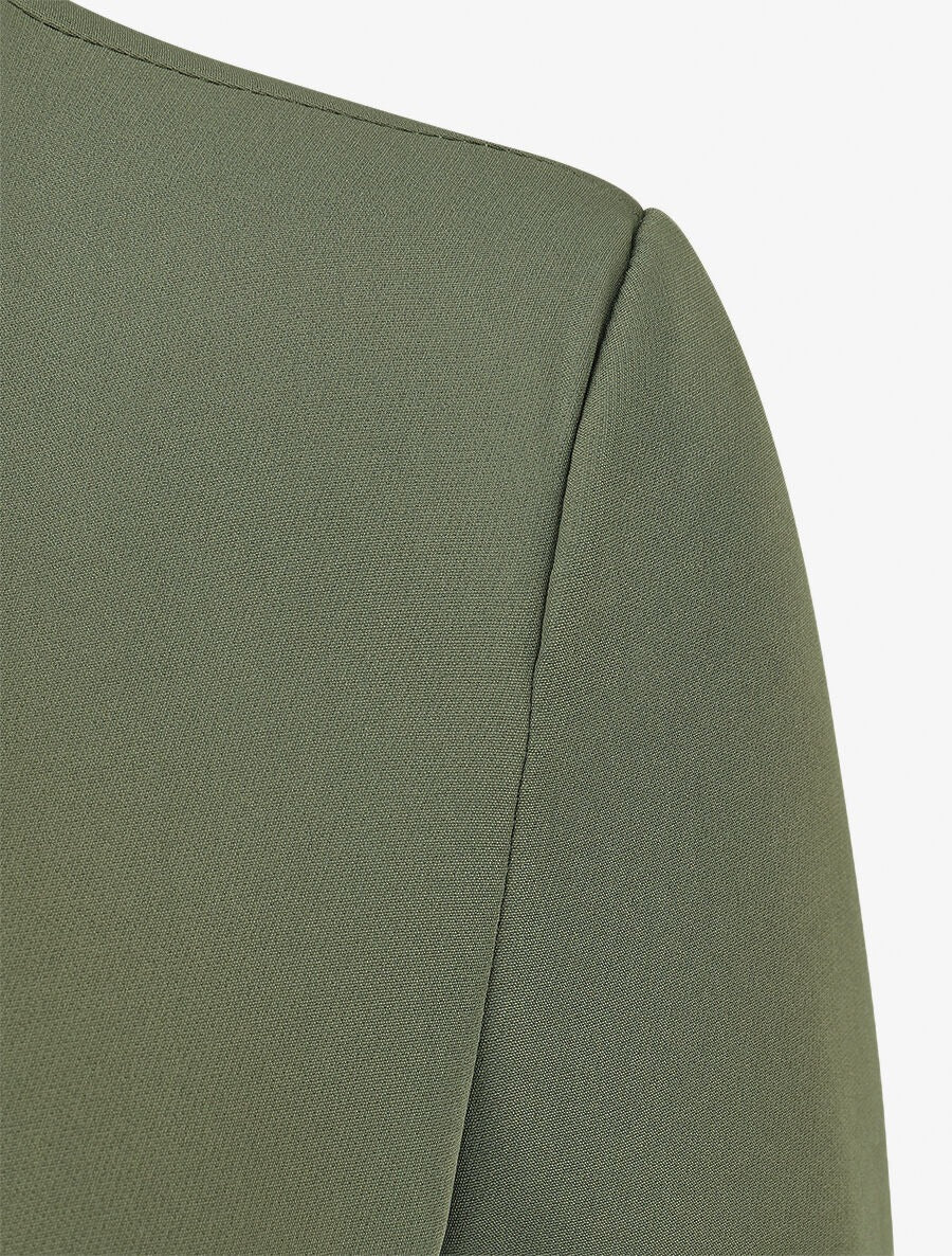 Abrigo recto con charreteras - Verde caqui