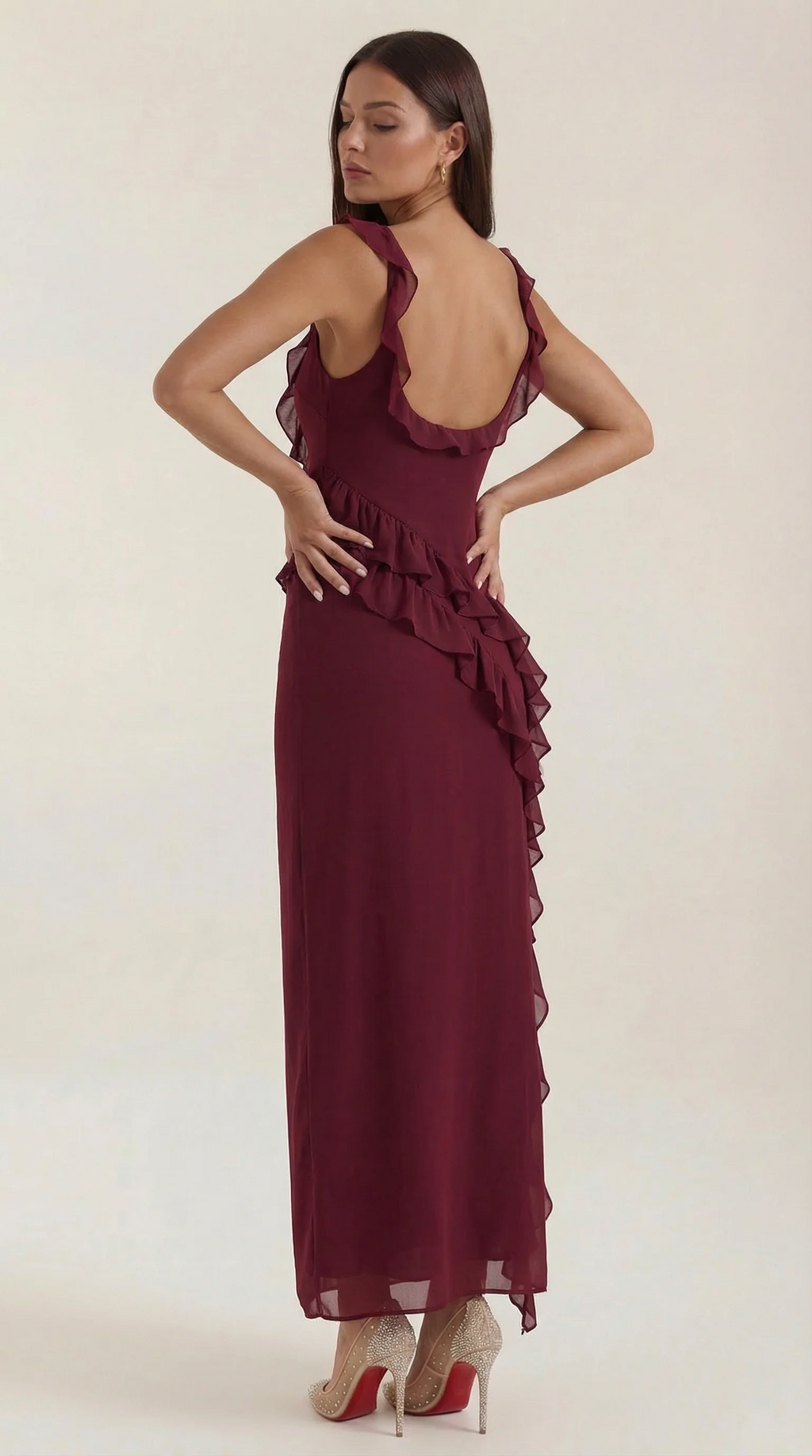 Vestido largo Susan con volantes
