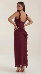Vestido largo Susan con volantes