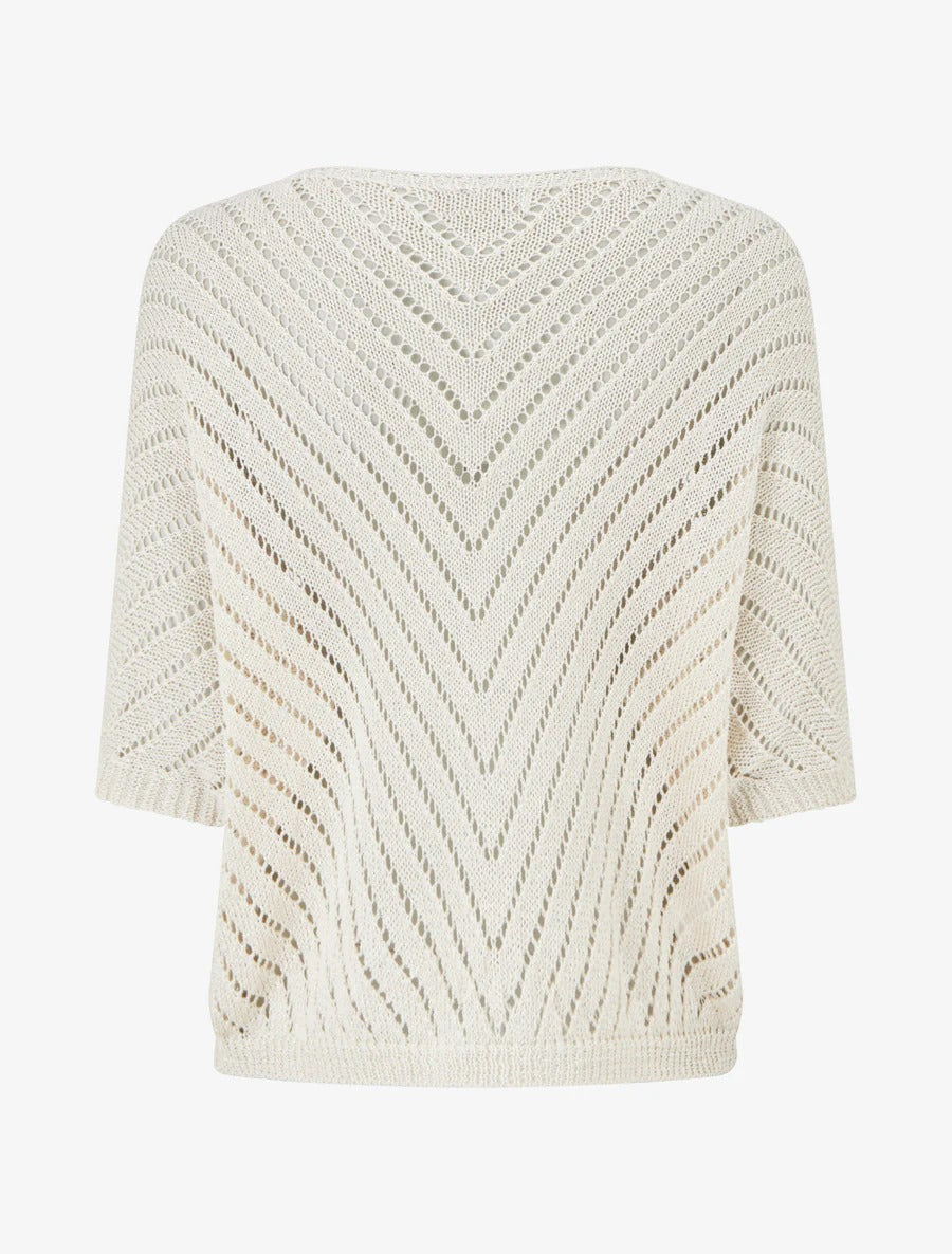 Jersey de punto ligero con cuello en V - Beige