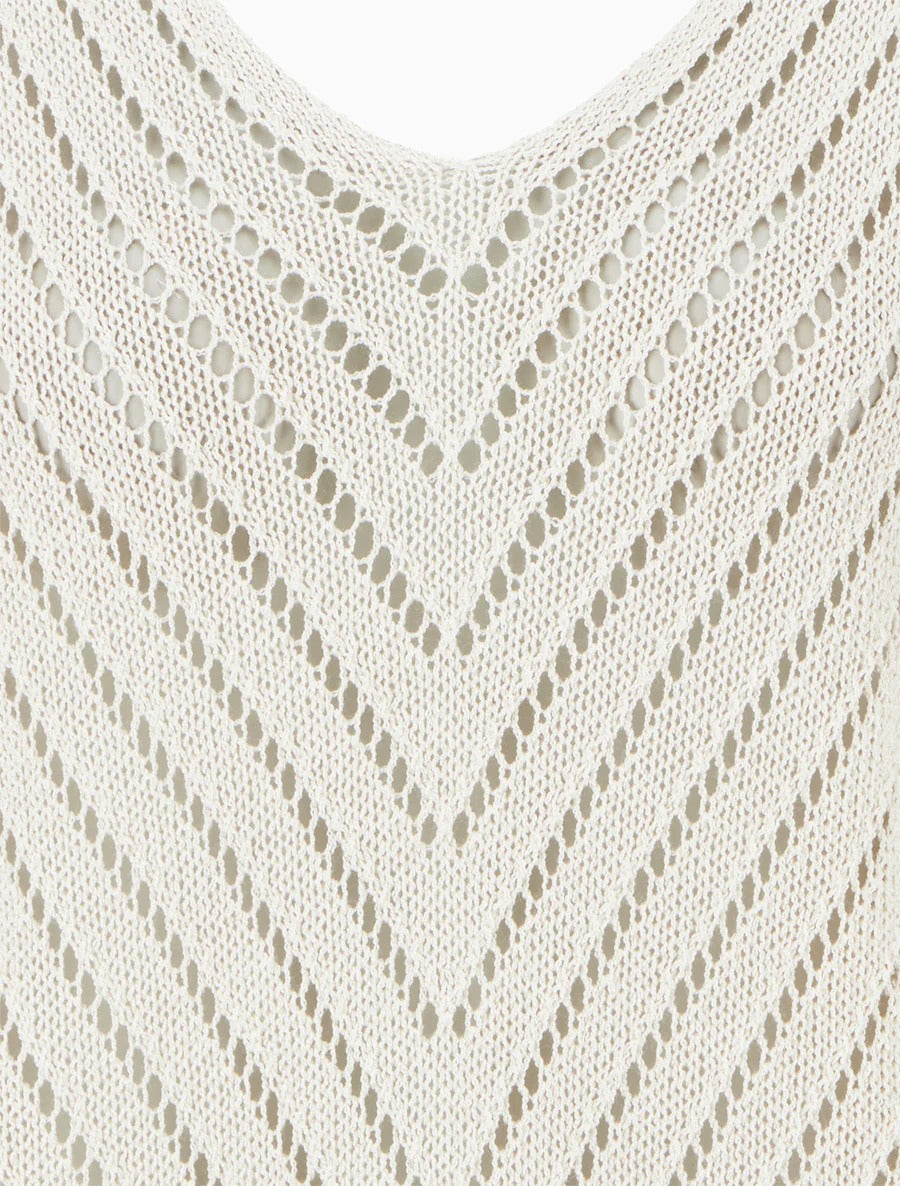Jersey de punto ligero con cuello en V - Beige