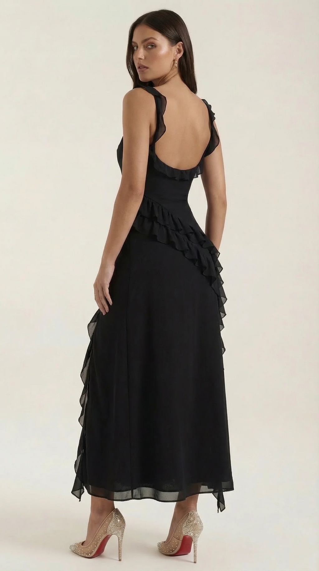 Vestido largo Susan con volantes