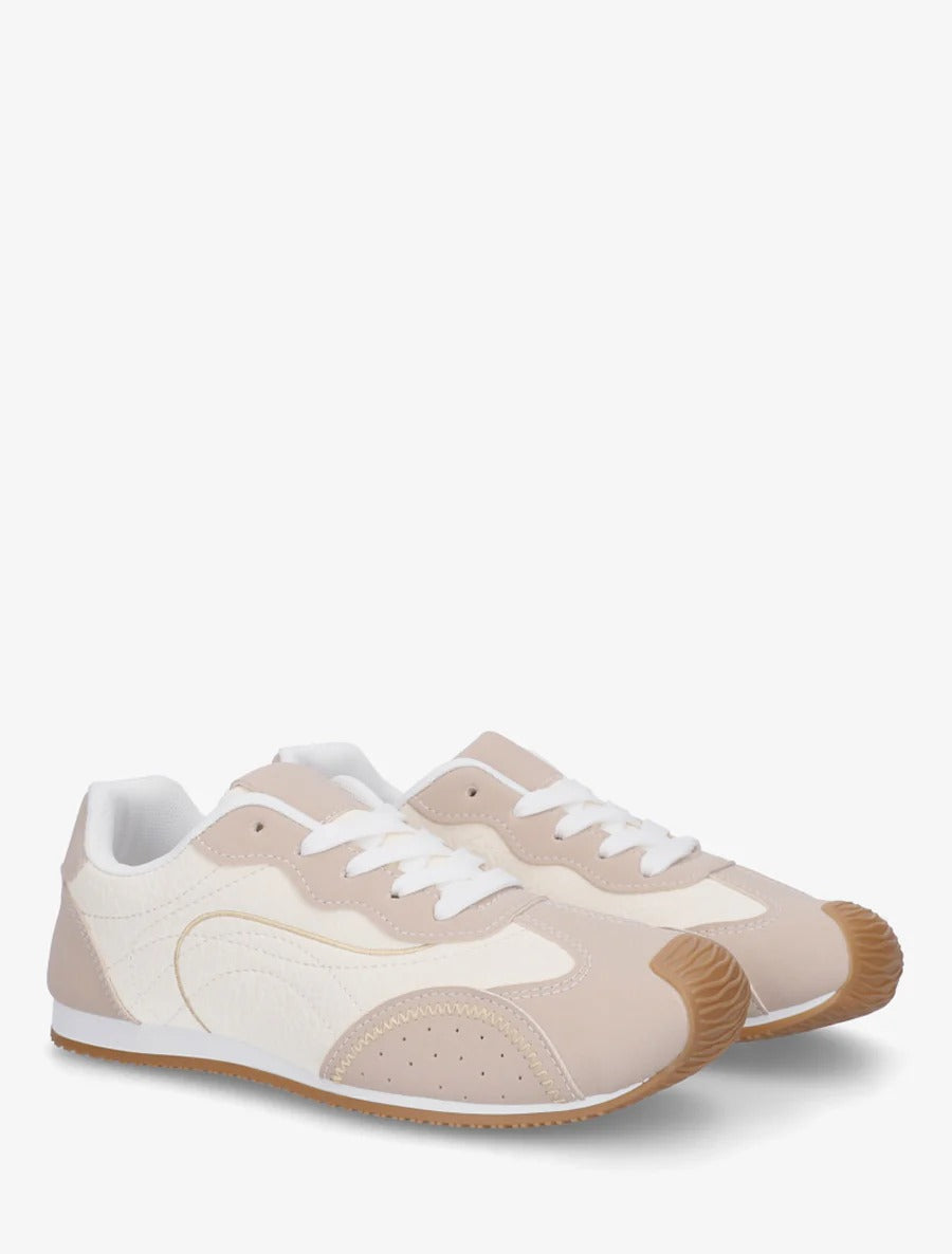 Zapatillas deportivas con textura efecto nobuk. - Beige