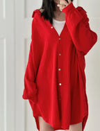 Blusa de muselina, larga, oversize, roja