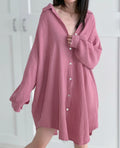 Blusa de muselina, larga, oversize, color baya