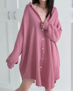 Blusa de muselina, larga, oversize, color baya
