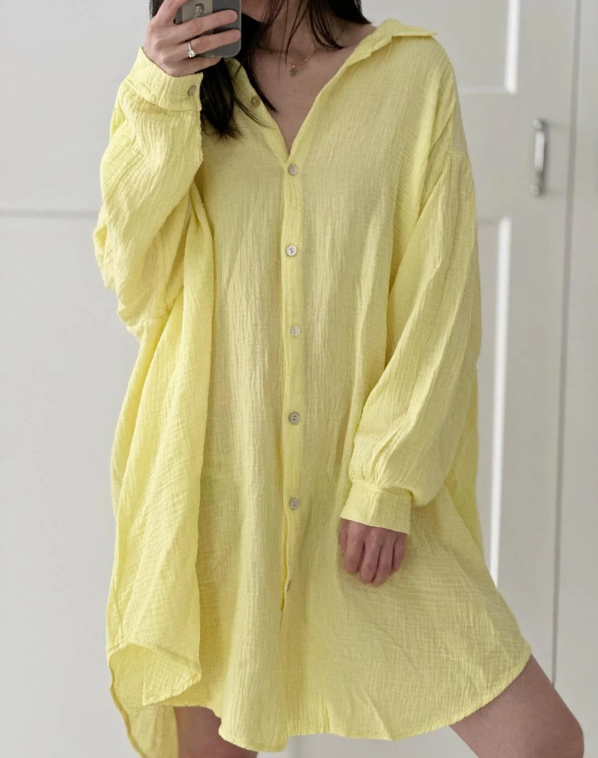 Blusa de muselina, larga, oversize, azul