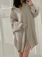 Blusa de muselina, larga oversize , beige