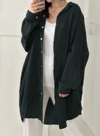 Blusa de muselina, larga, oversize negro