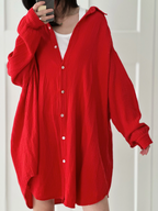 Blusa de muselina, larga, oversize, roja