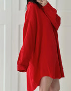 Blusa de muselina, larga, oversize, roja
