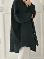 Blusa de muselina, larga, oversize negro