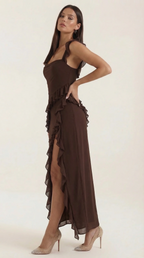 Vestido largo Susan con volantes