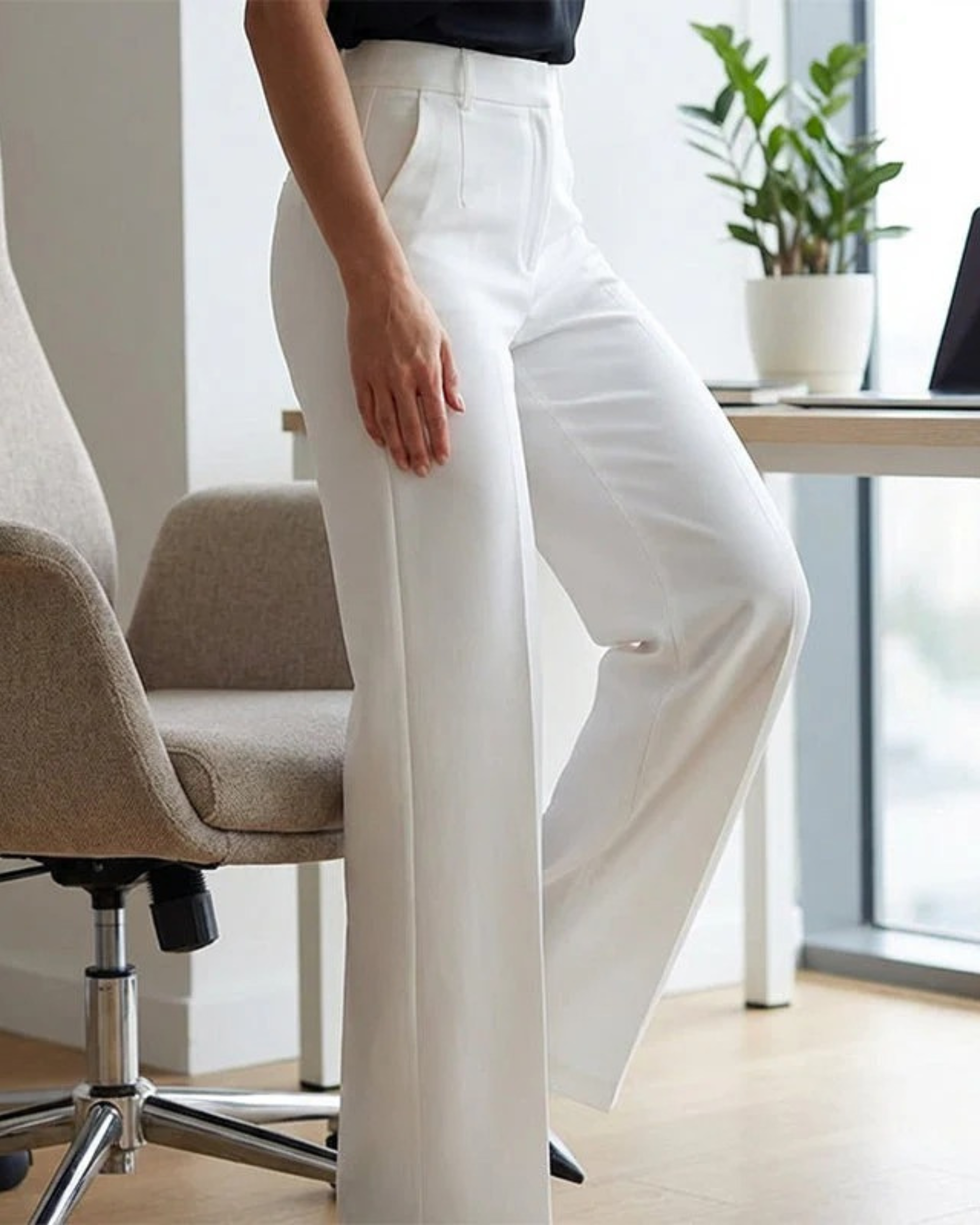 Pantalones de traje de talle alto para mujer